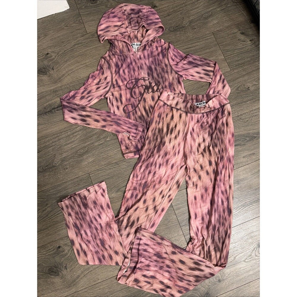 I.AM.GIA. Blare Hoodie & Trackpants Set PINK BLURRED CHEETAH XS